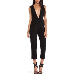 AQ/AQ Black Deep V-Neck Jumpsuit